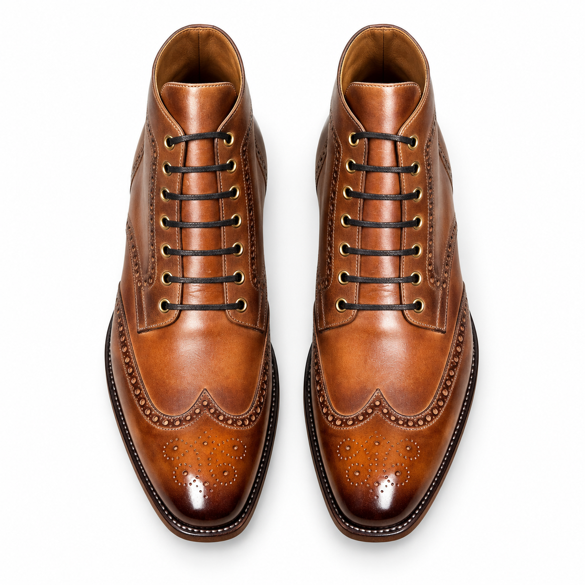 HUGO LAURENT™ | Lancaster Burnished Brown Brogue Boots