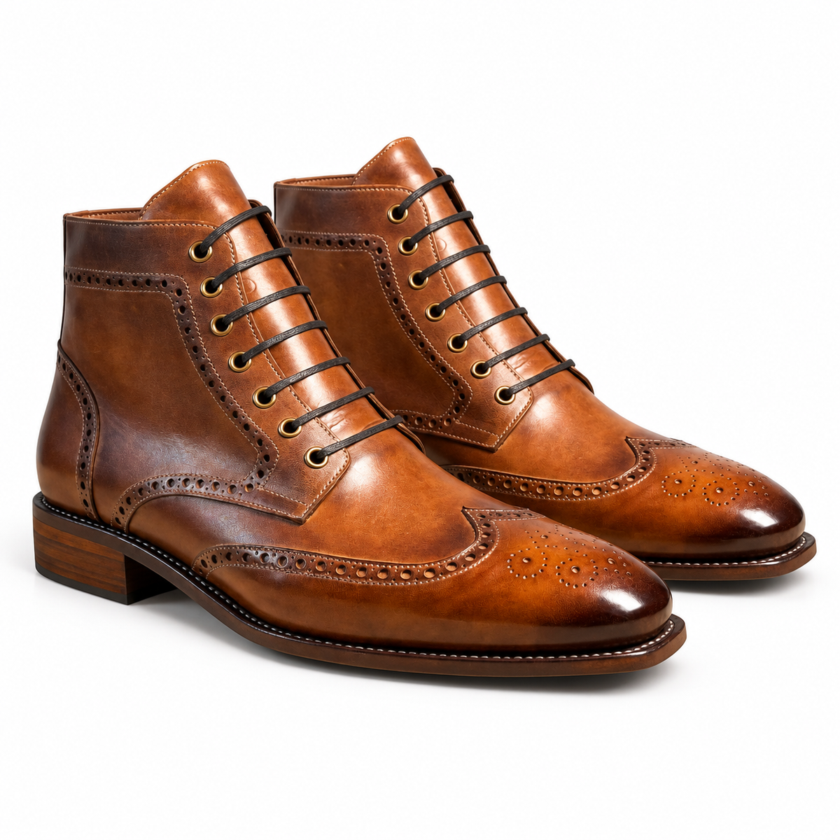 HUGO LAURENT™ | Lancaster Burnished Brown Brogue Boots