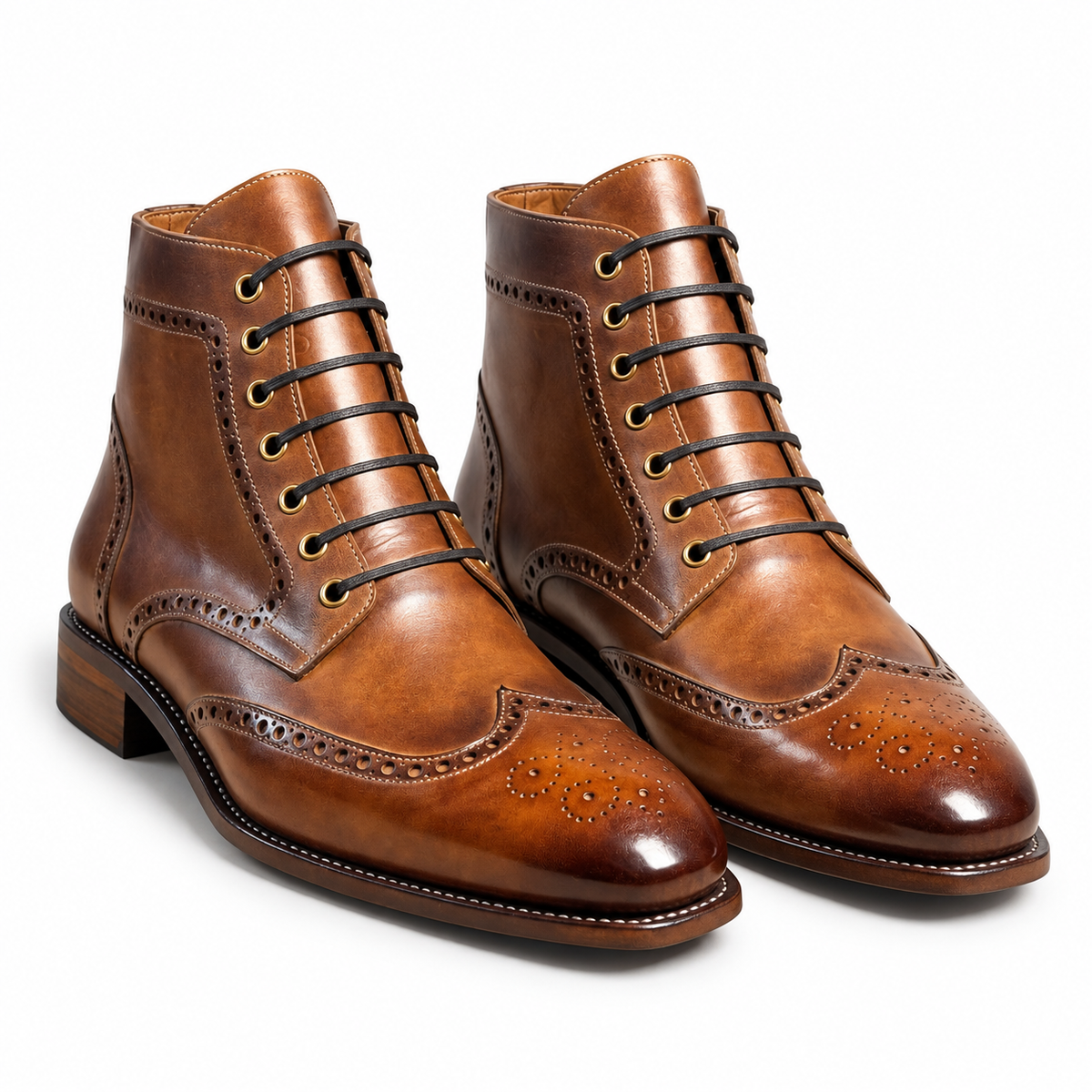 HUGO LAURENT™ | Lancaster Burnished Brown Brogue Boots
