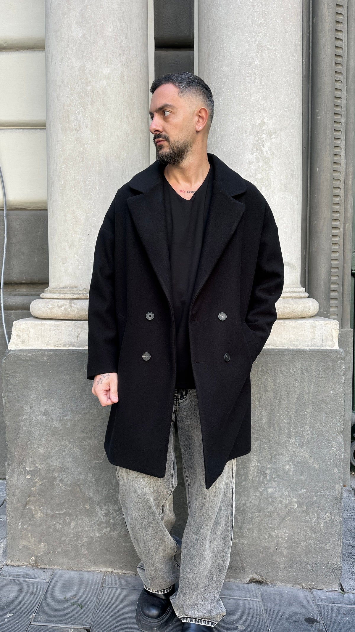 Four-button overcoat