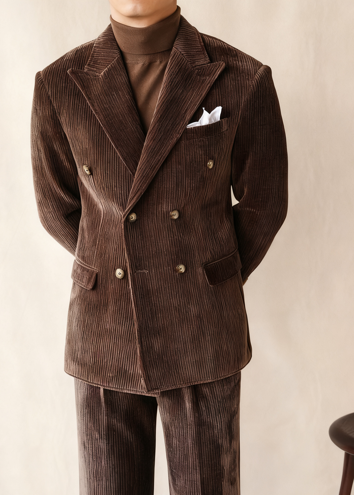 HUGO LAURENT™ | Naples Men’s Double-Breasted Corduroy Suit Jacket
