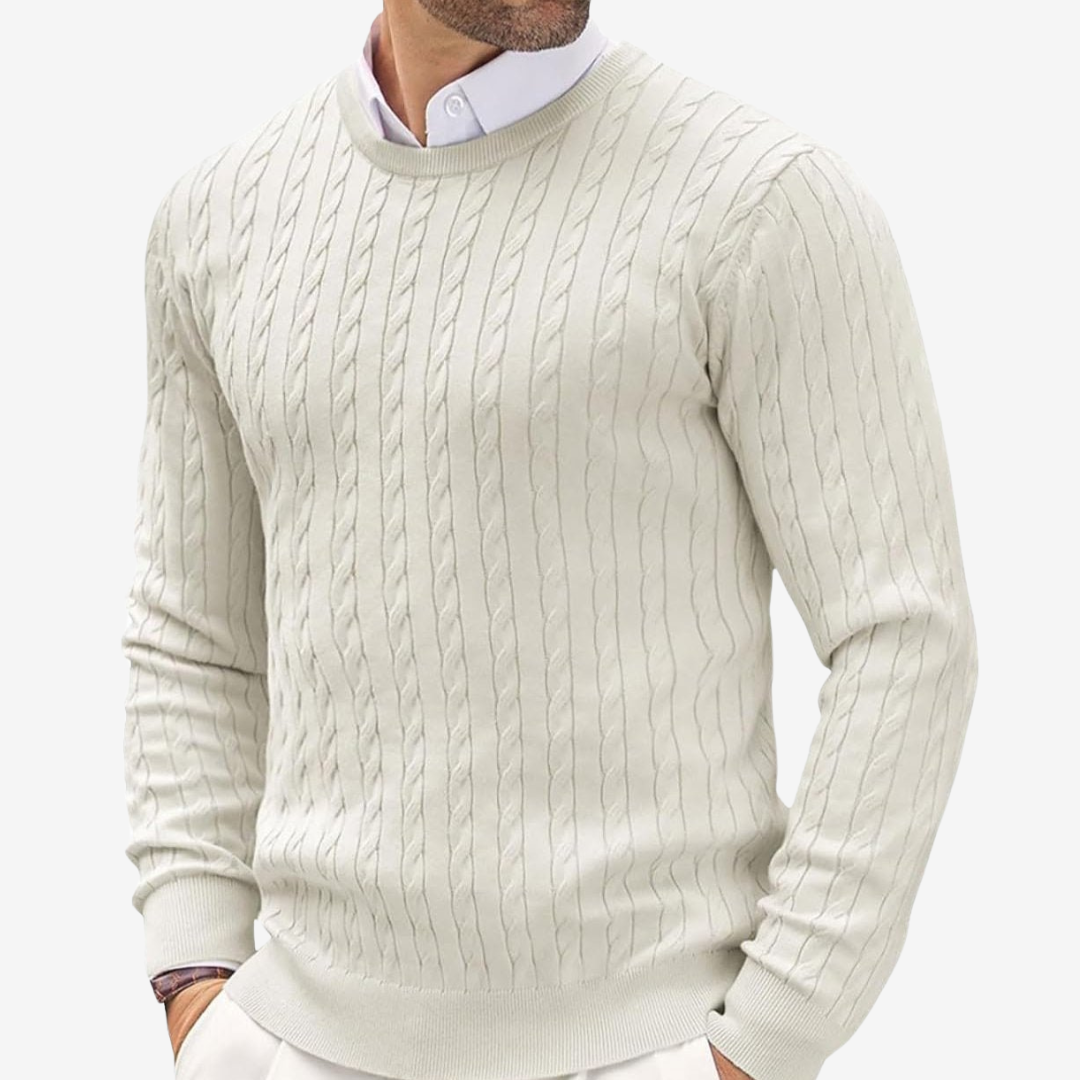 HUGO LAURENT™ | Robin Crew Neck Cable Knit Sweater