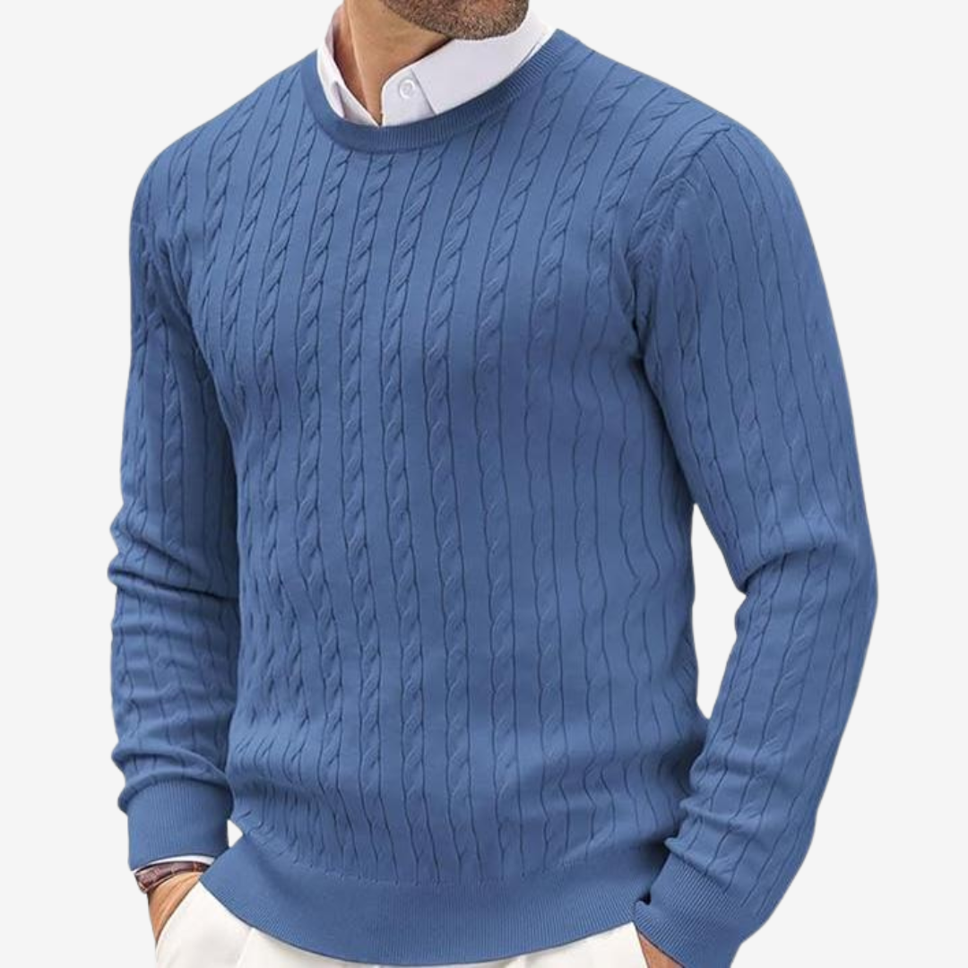 HUGO LAURENT™ | Robin Crew Neck Cable Knit Sweater