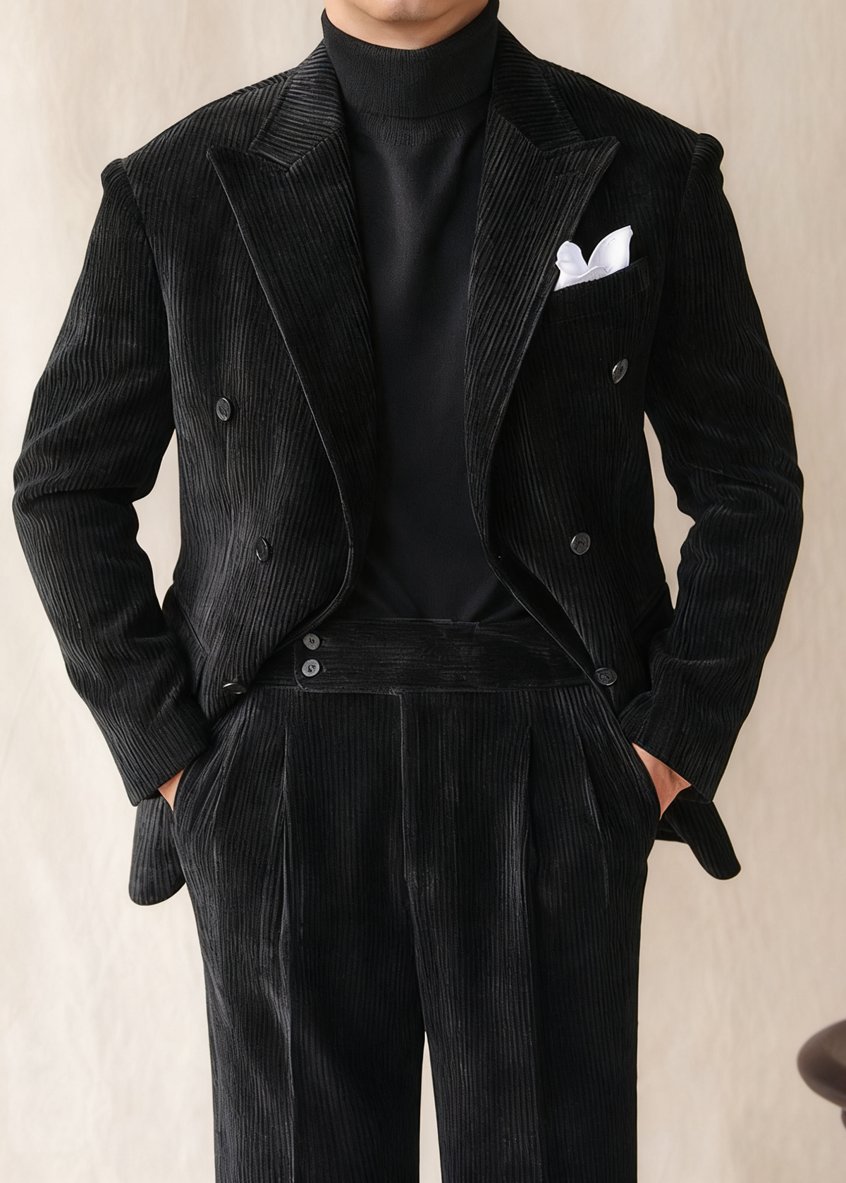 HUGO LAURENT™ | Naples Men’s Double-Breasted Corduroy Suit Jacket