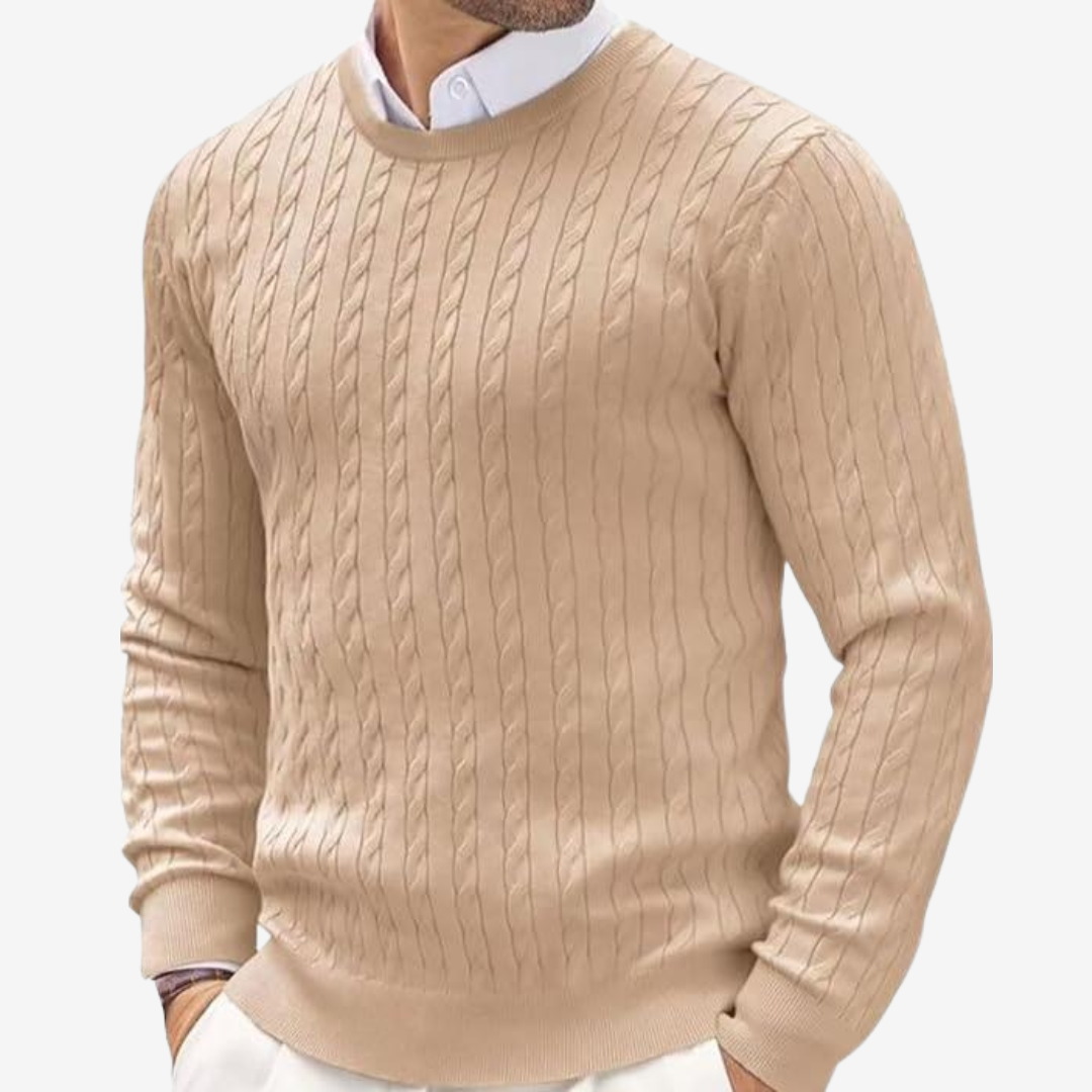 HUGO LAURENT™ | Robin Crew Neck Cable Knit Sweater