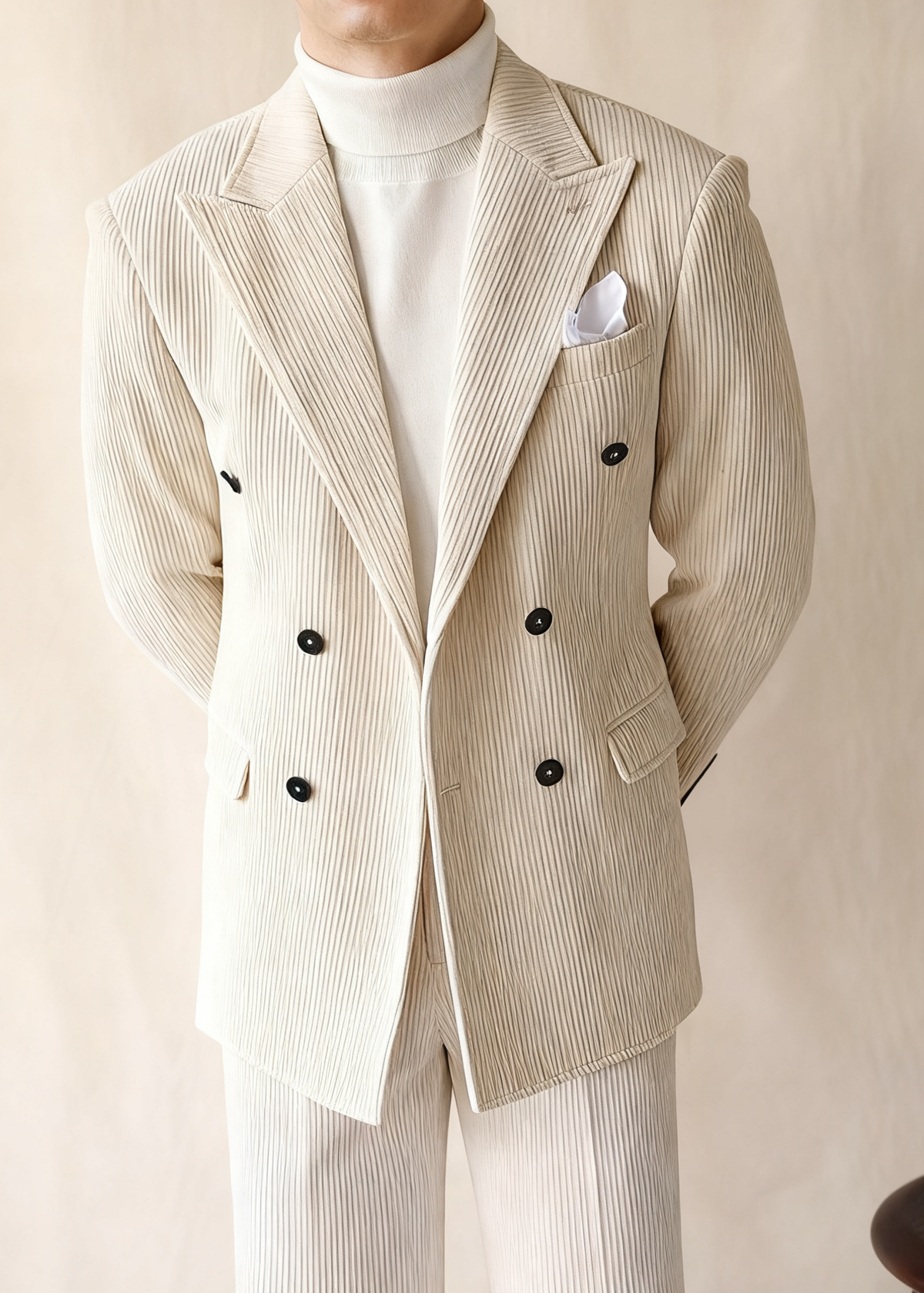 HUGO LAURENT™ | Naples Men’s Double-Breasted Corduroy Suit Jacket