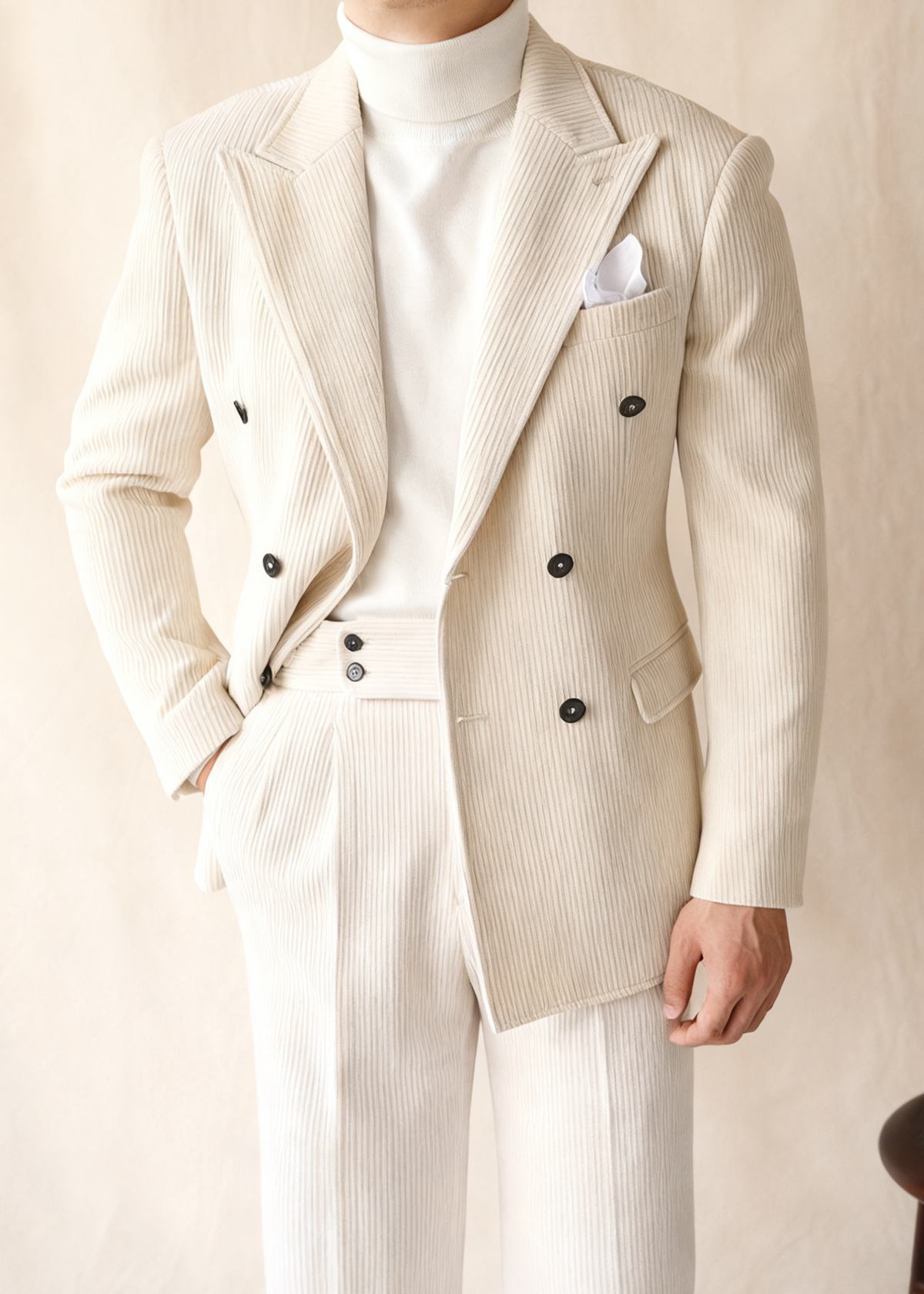 HUGO LAURENT™ | Naples Men’s Double-Breasted Corduroy Suit Jacket