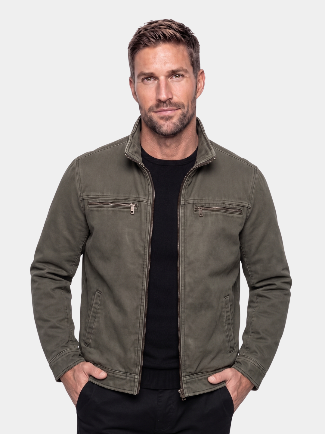 HUGO LAURENT™ | Valmont Vintage Olive Field Jacket - Cross & Crown