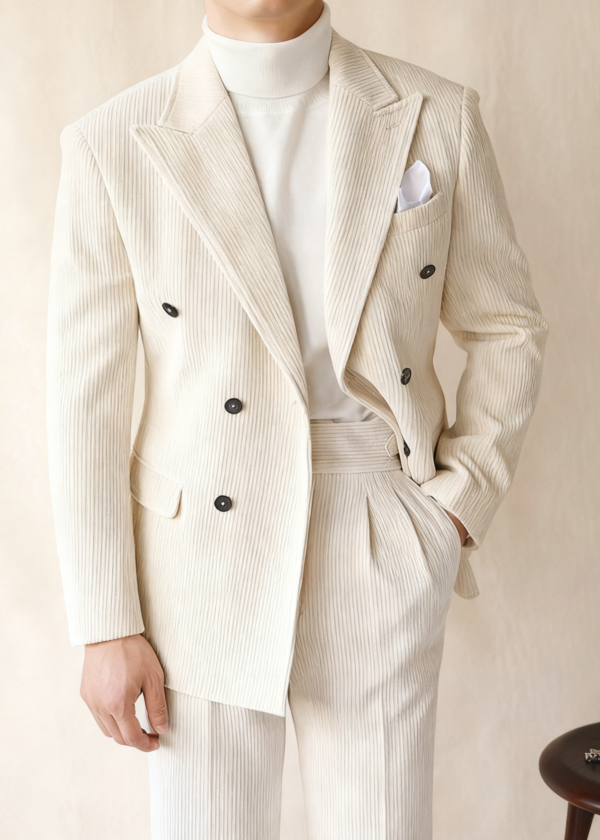 HUGO LAURENT™ | Naples Men’s Double-Breasted Corduroy Suit Jacket