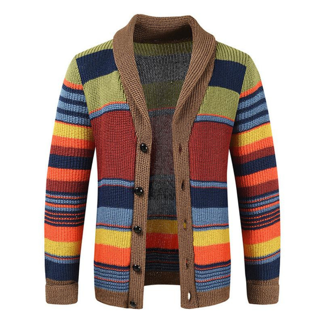 HUGO LAURENT™ | Men's Striped Shawl Collar Cardigan