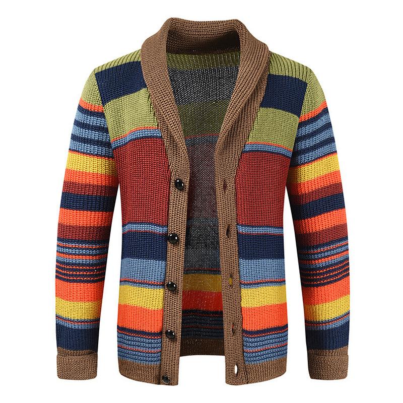 HUGO LAURENT™ | Men's Striped Shawl Collar Cardigan