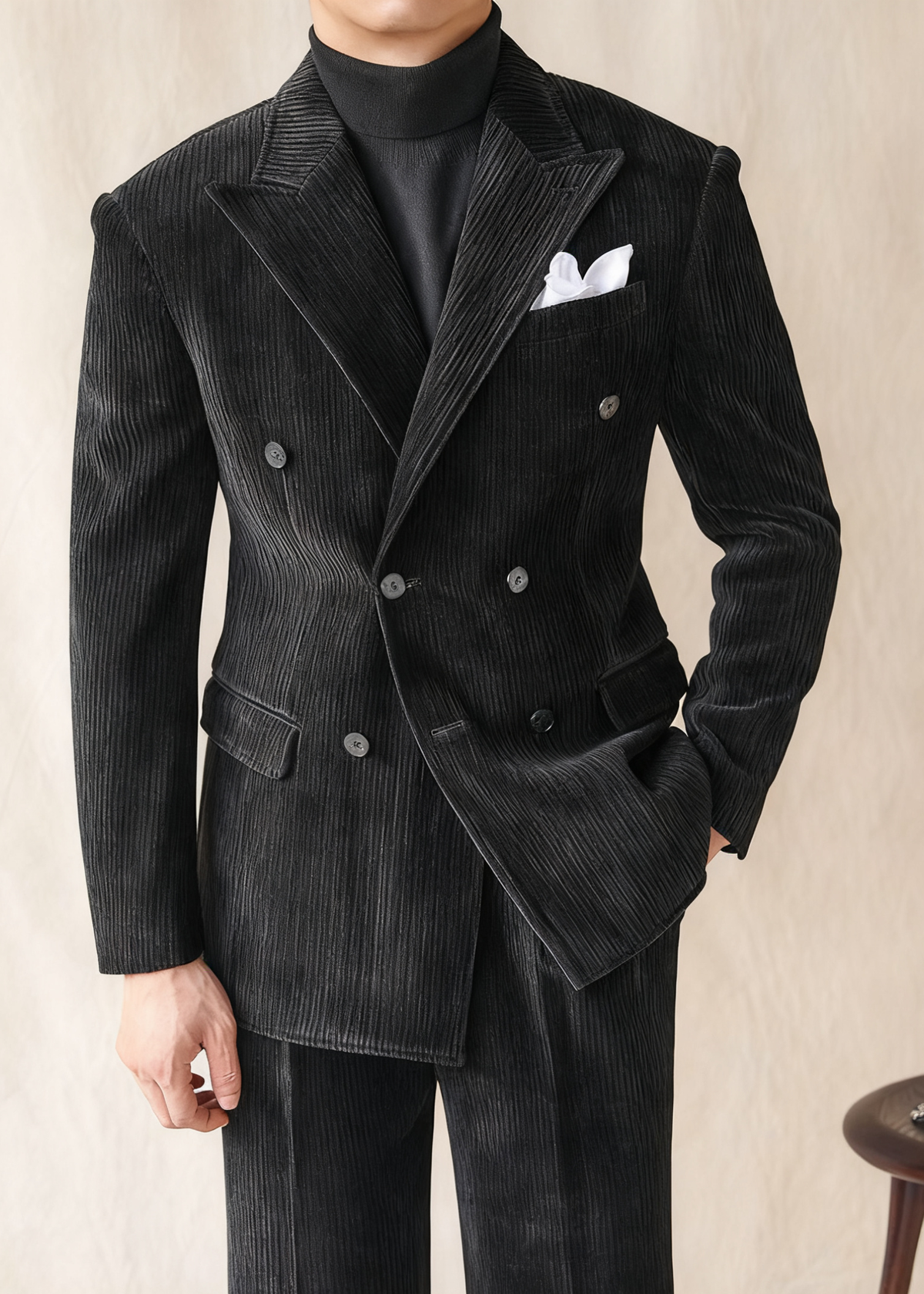 HUGO LAURENT™ | Naples Men’s Double-Breasted Corduroy Suit Jacket