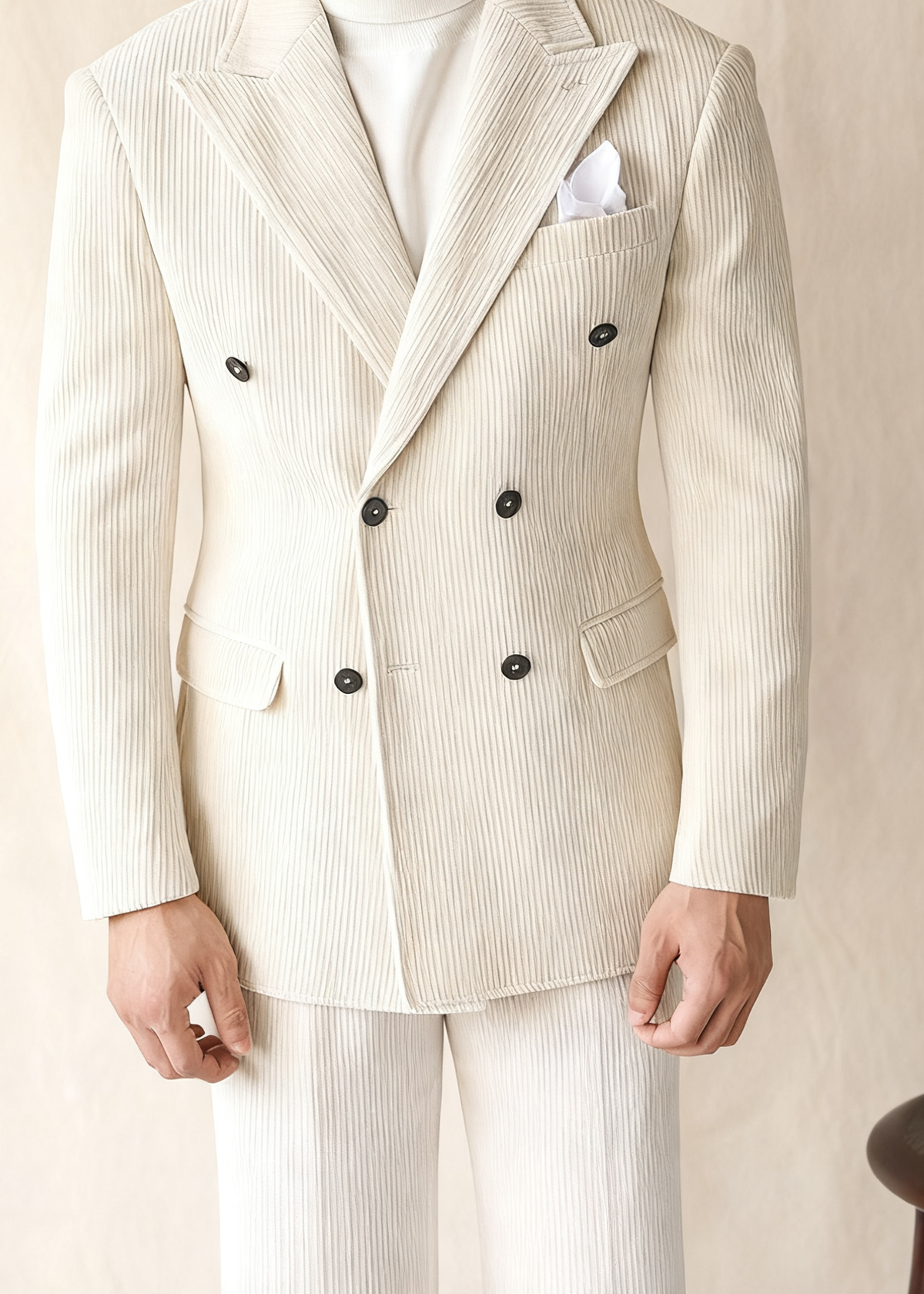HUGO LAURENT™ | Naples Men’s Double-Breasted Corduroy Suit Jacket