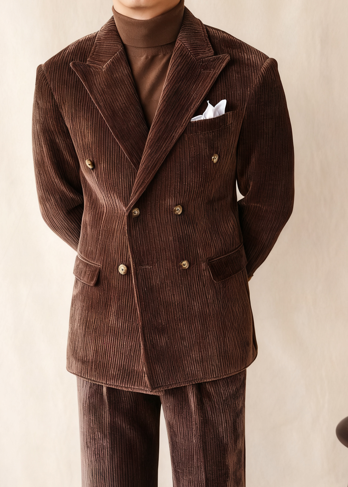HUGO LAURENT™ | Naples Men’s Double-Breasted Corduroy Suit Jacket