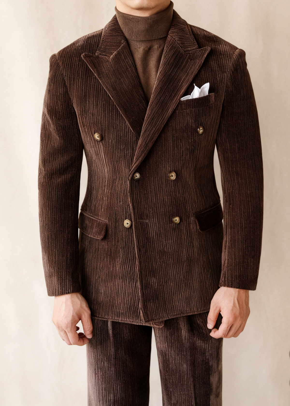 HUGO LAURENT™ | Naples Men’s Double-Breasted Corduroy Suit Jacket