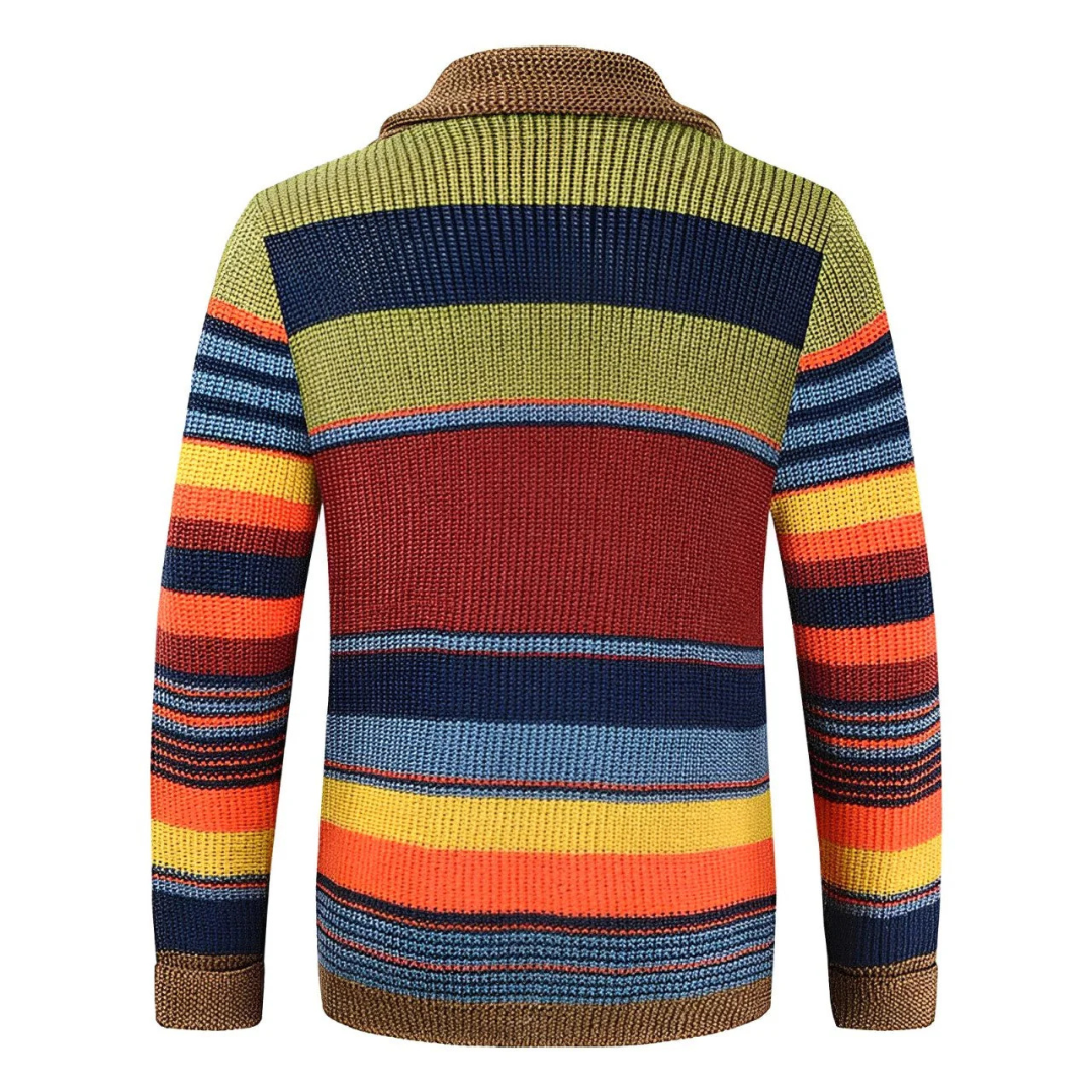 HUGO LAURENT™ | Men's Striped Shawl Collar Cardigan