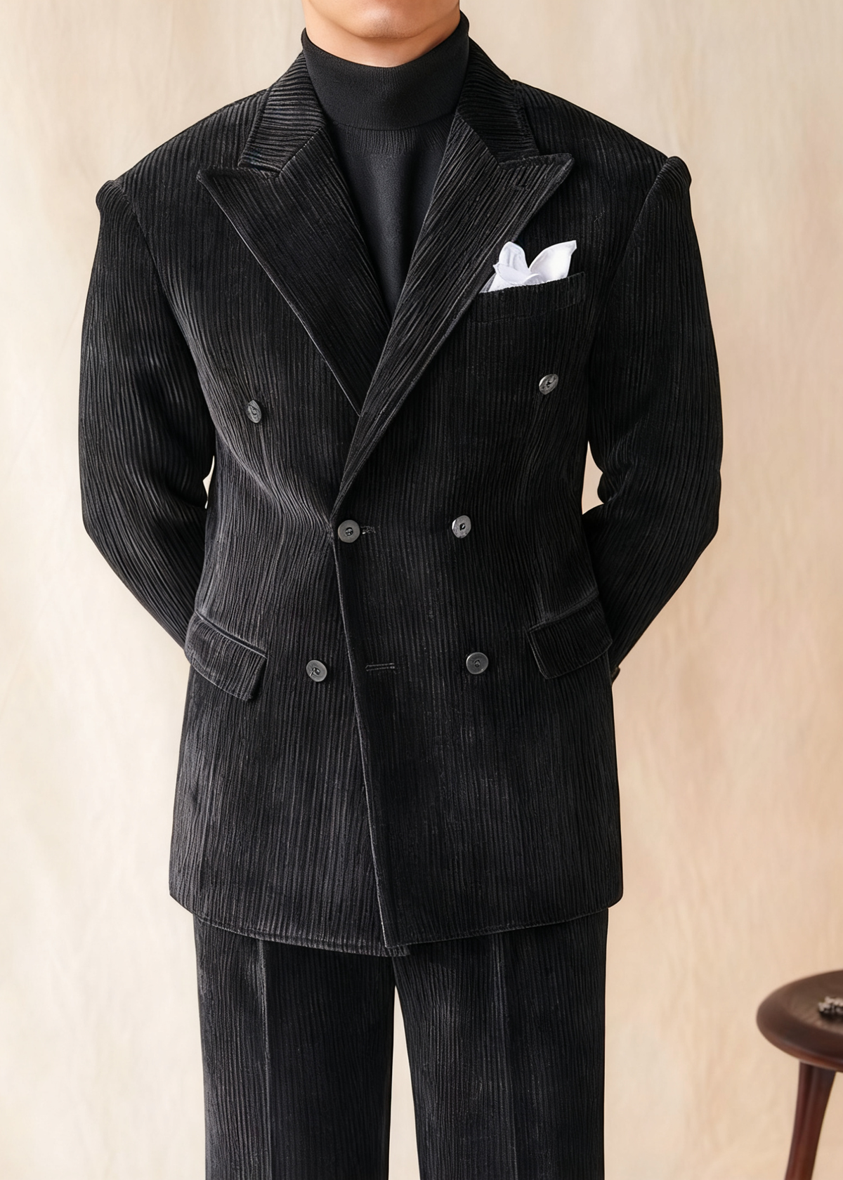 HUGO LAURENT™ | Naples Men’s Double-Breasted Corduroy Suit Jacket