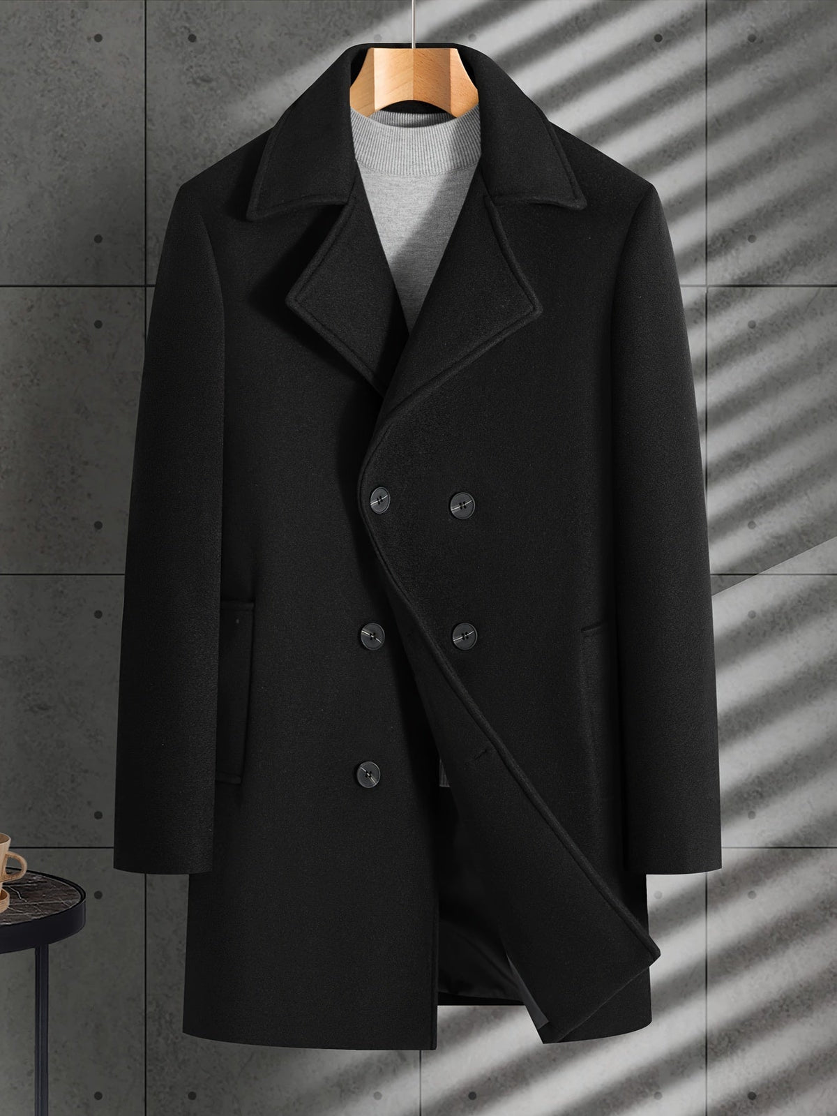 HUGO LAURENT™ | MEN'S MIDI COAT WITH LAPELS