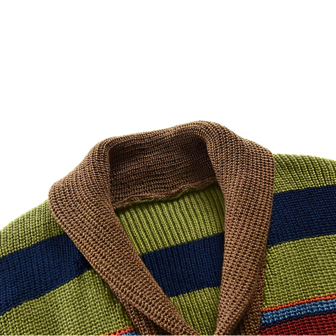 HUGO LAURENT™ | Men's Striped Shawl Collar Cardigan