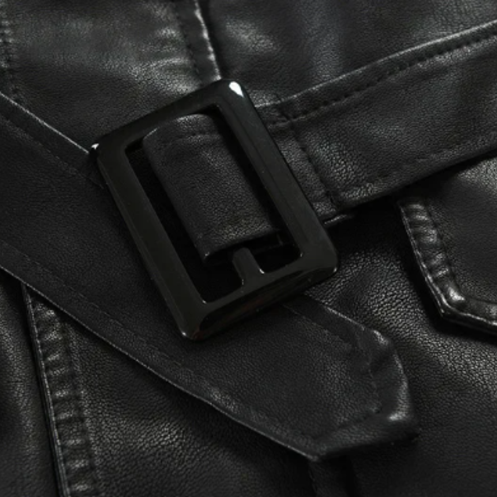 HUGO LAURENT™ | Elegant Long Leather Biker Jacket