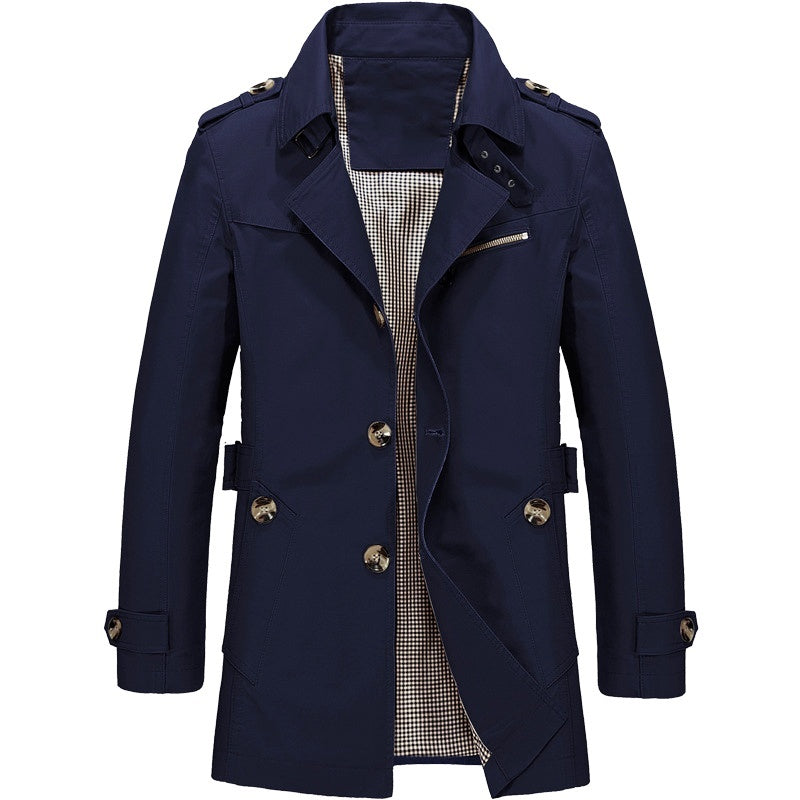 HUGO LAURENT™ | Men's Long Button-Front Trenchcoat