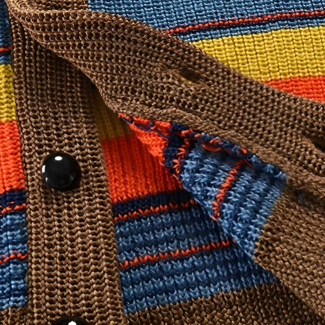HUGO LAURENT™ | Men's Striped Shawl Collar Cardigan