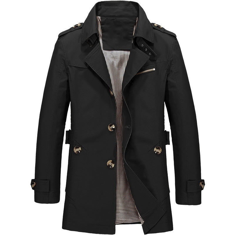 HUGO LAURENT™ | Men's Long Button-Front Trenchcoat