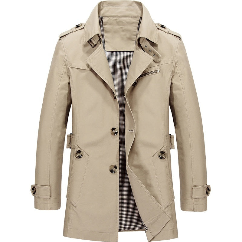 HUGO LAURENT™ | Men's Long Button-Front Trenchcoat