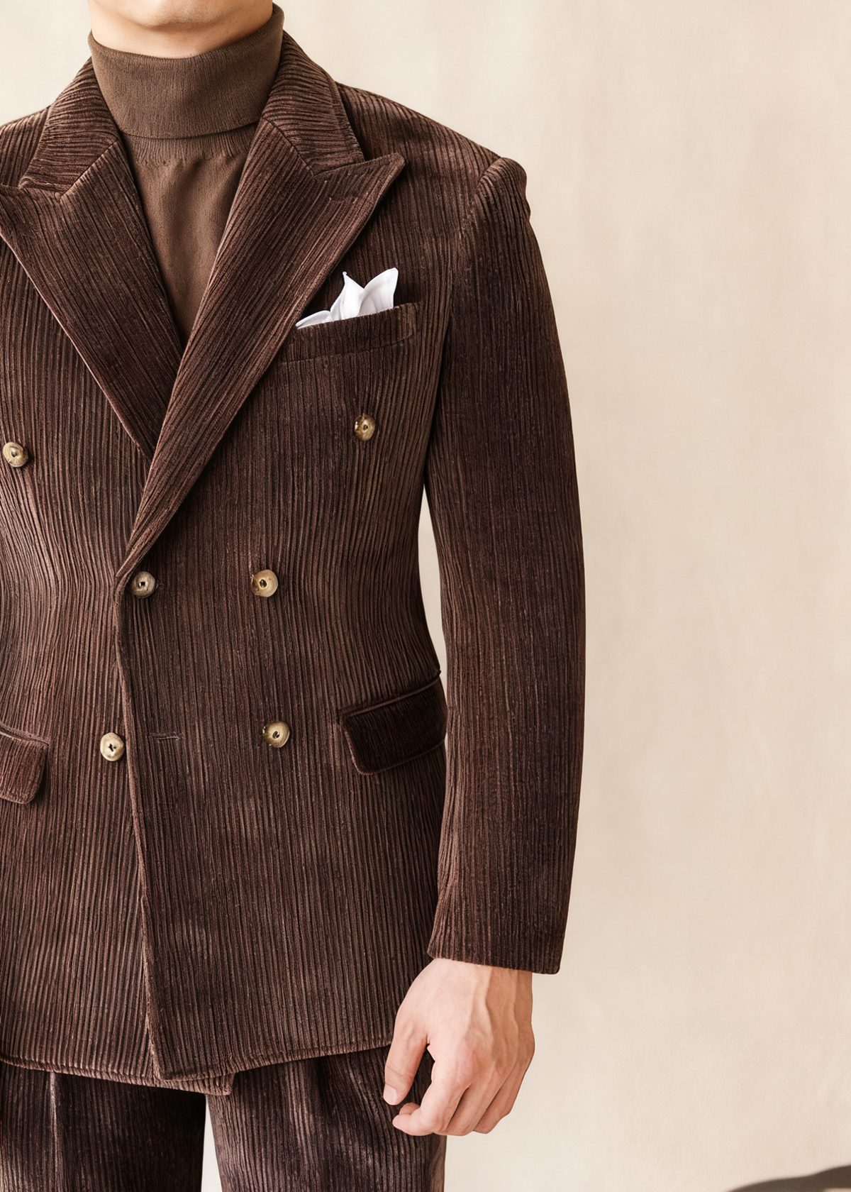 HUGO LAURENT™ | Naples Men’s Double-Breasted Corduroy Suit Jacket
