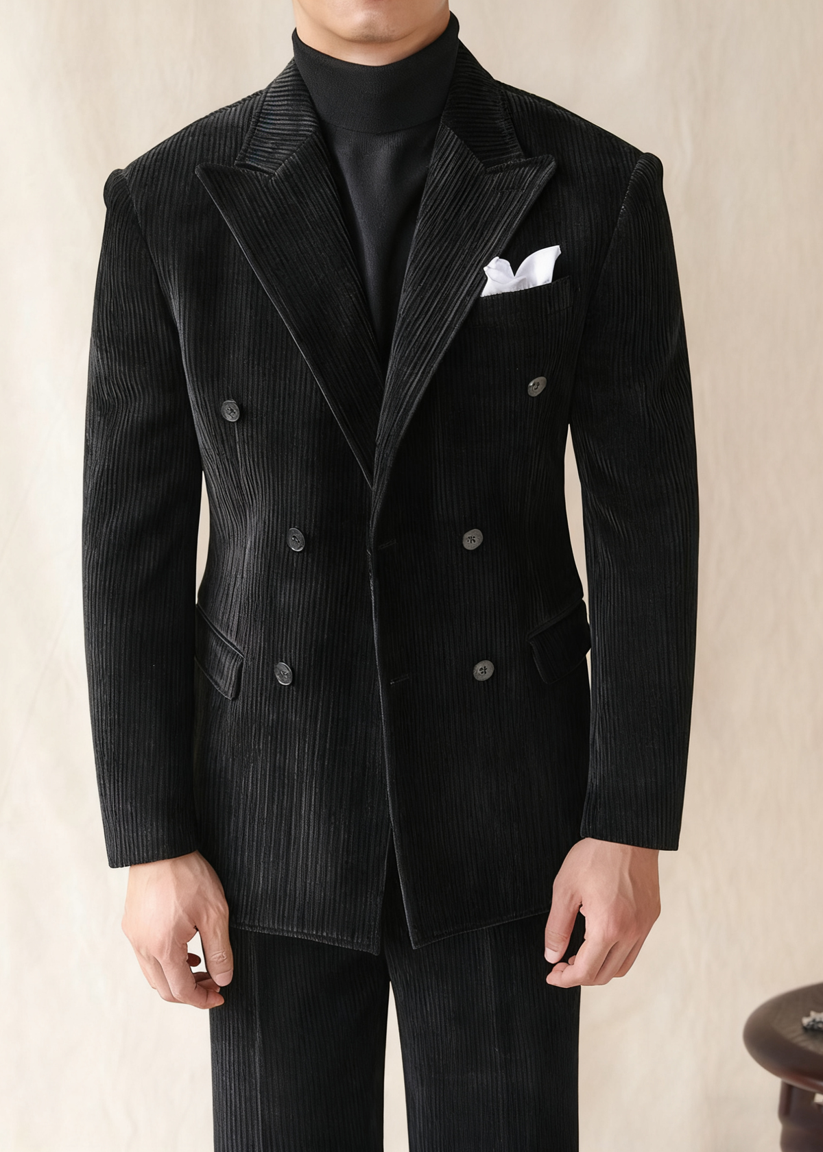 HUGO LAURENT™ | Naples Men’s Double-Breasted Corduroy Suit Jacket