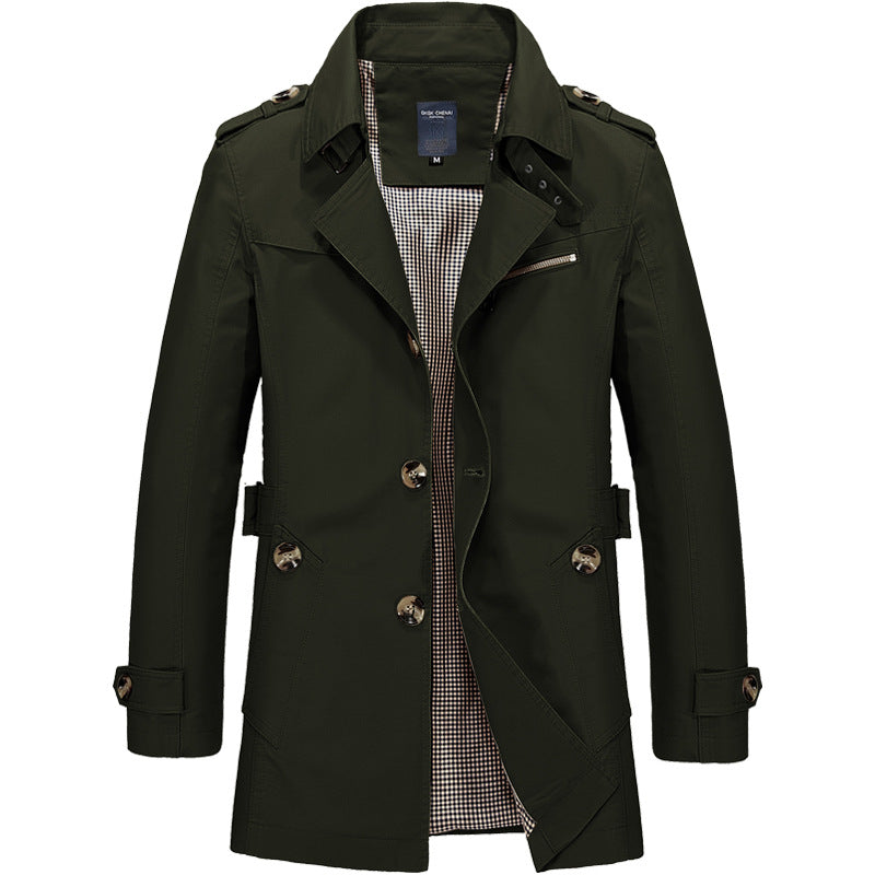 HUGO LAURENT™ | Men's Long Button-Front Trenchcoat