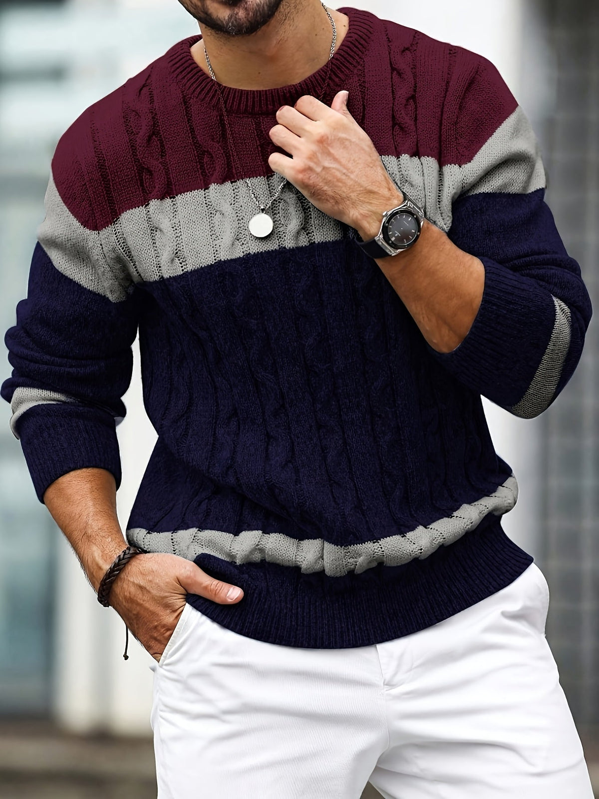 HUGO LAURENT™ | Men's Color-Block Knit Sweater