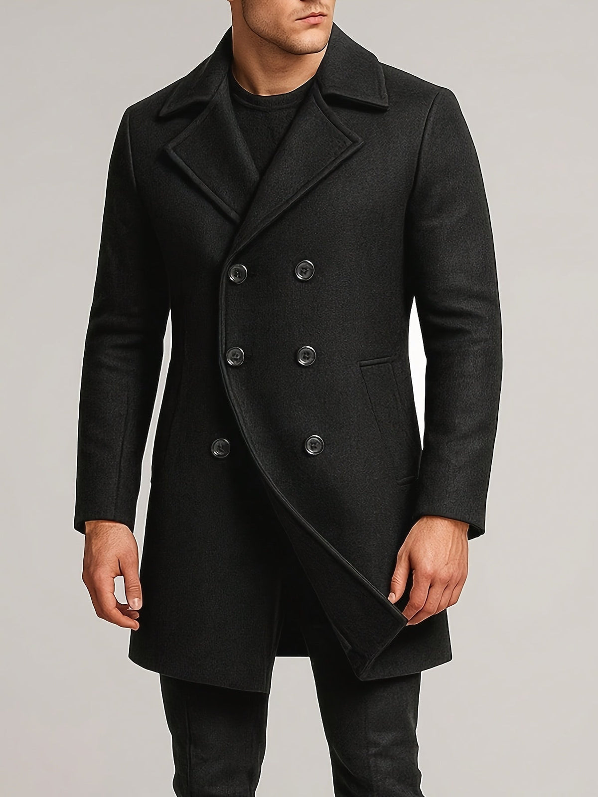 HUGO LAURENT™ | MEN'S MIDI COAT WITH LAPELS