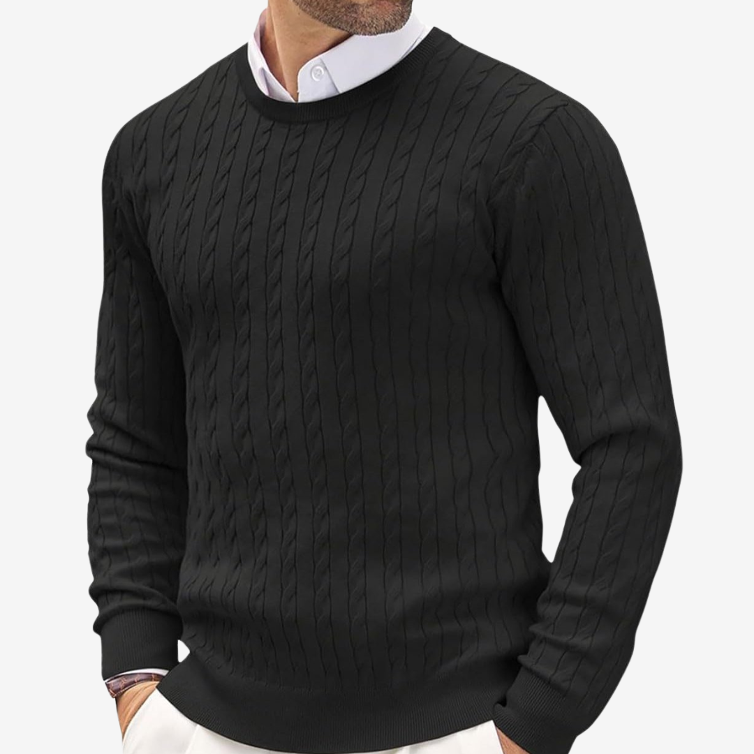 HUGO LAURENT™ | Robin Crew Neck Cable Knit Sweater