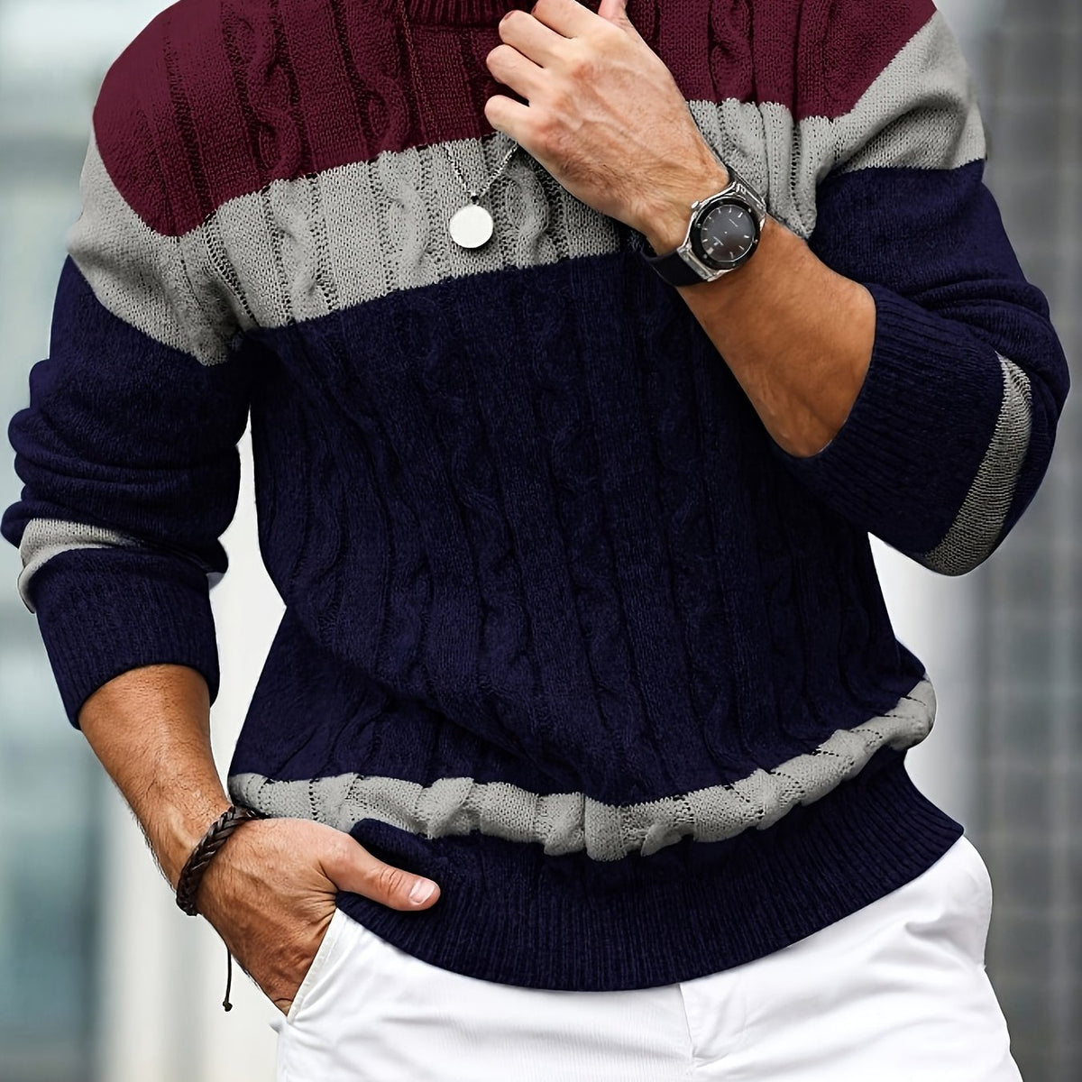 HUGO LAURENT™ | Men's Color-Block Knit Sweater