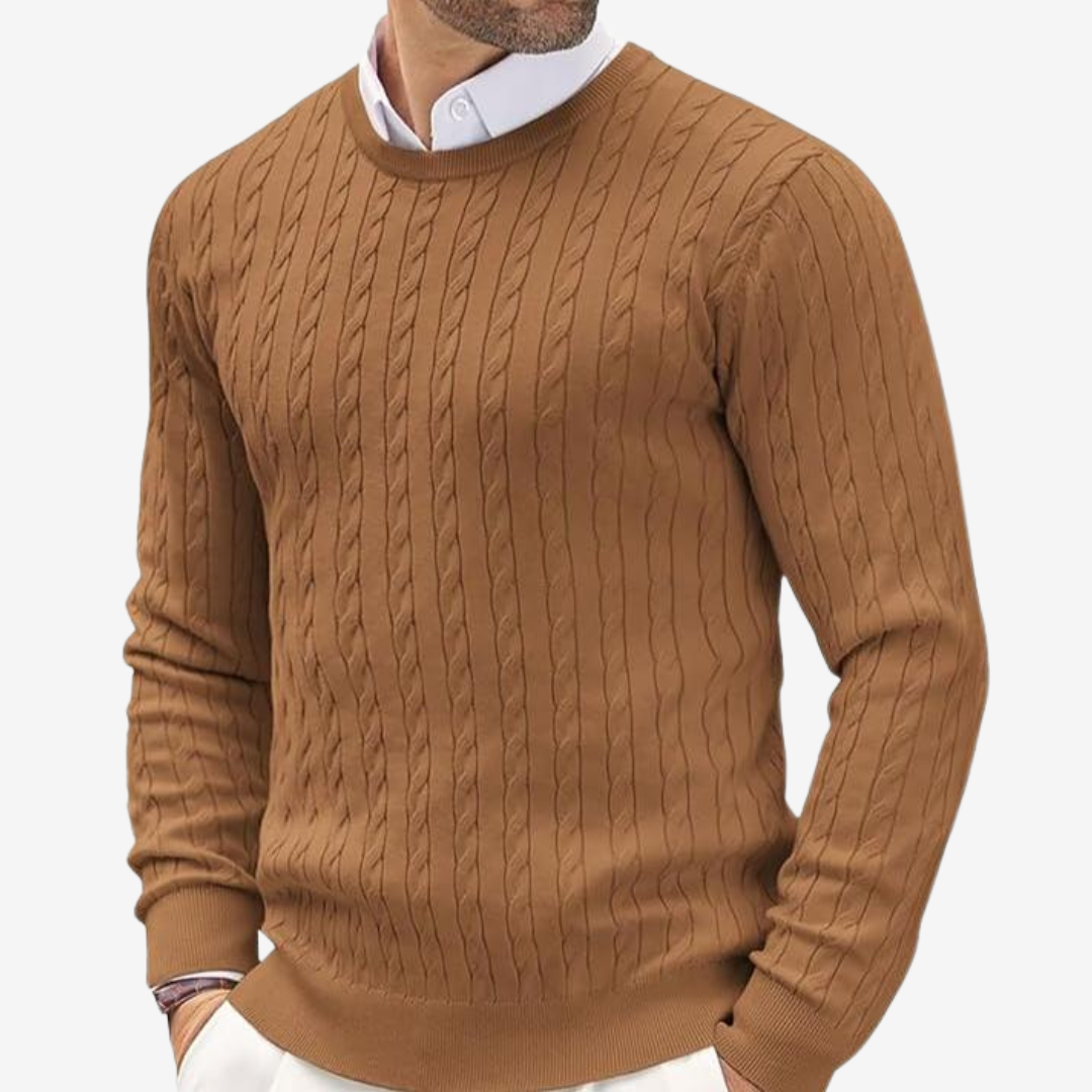 HUGO LAURENT™ | Robin Crew Neck Cable Knit Sweater