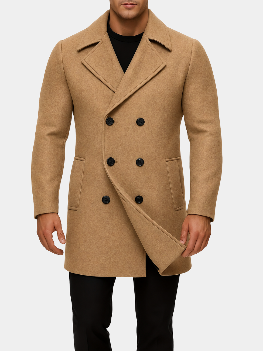 HUGO LAURENT™ | MEN'S MIDI COAT WITH LAPELS