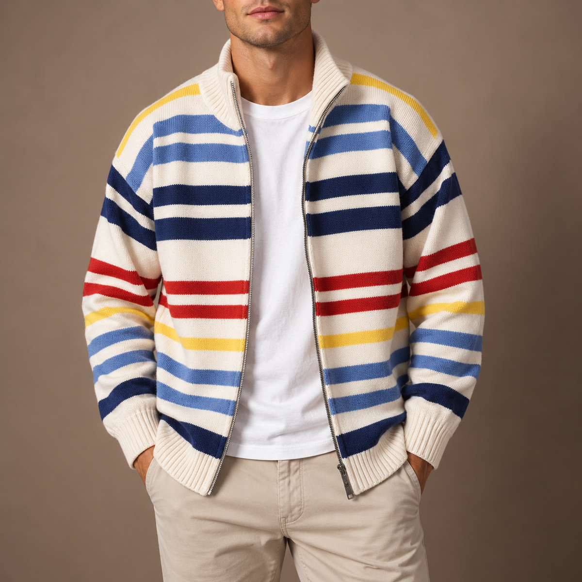 HUGO LAURENT™ | Emmett Striped Zip Cardigan