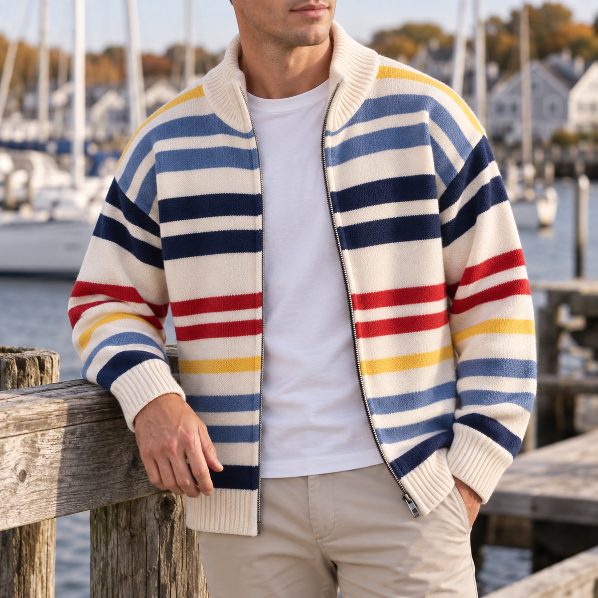 HUGO LAURENT™ | Emmett Striped Zip Cardigan