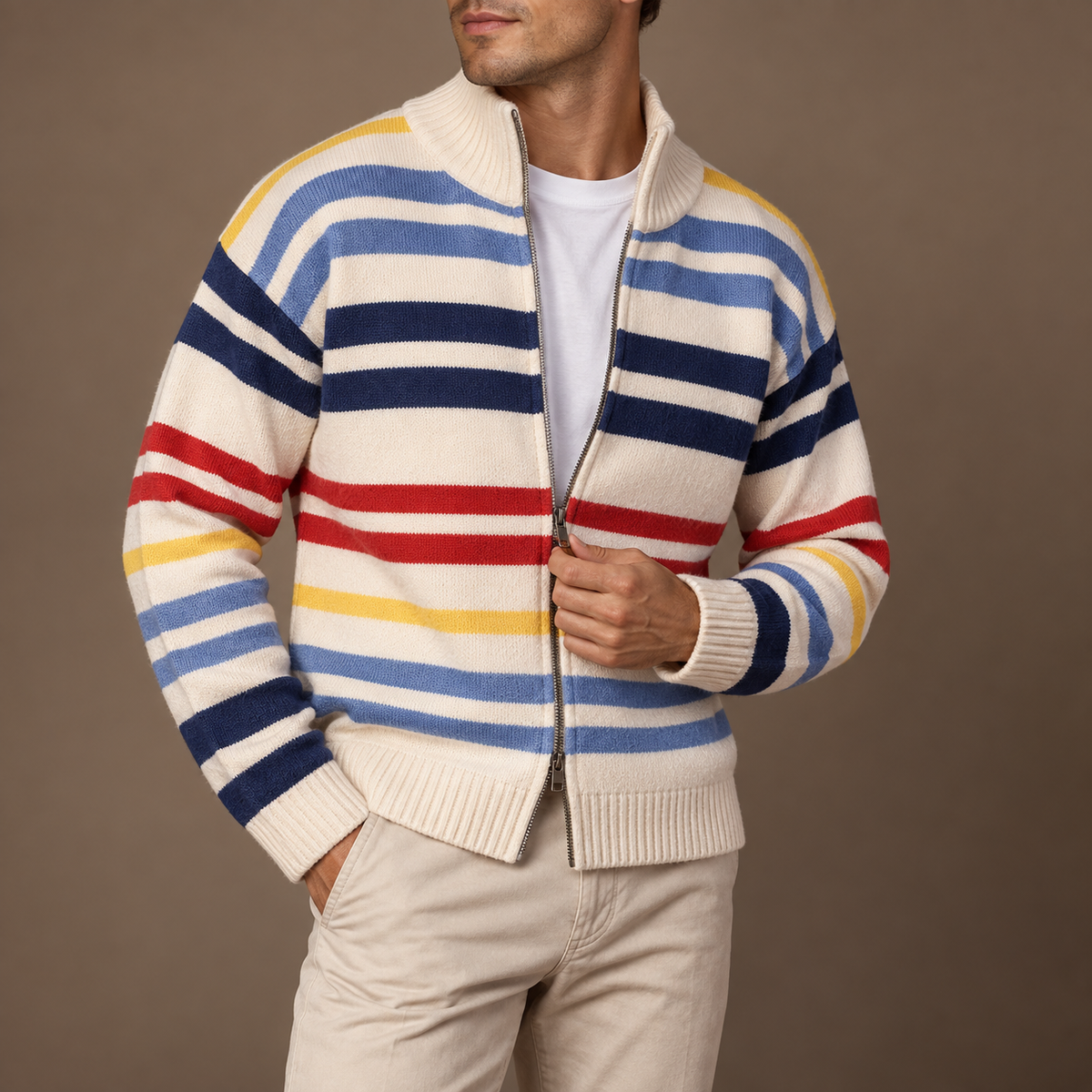 HUGO LAURENT™ | Emmett Striped Zip Cardigan