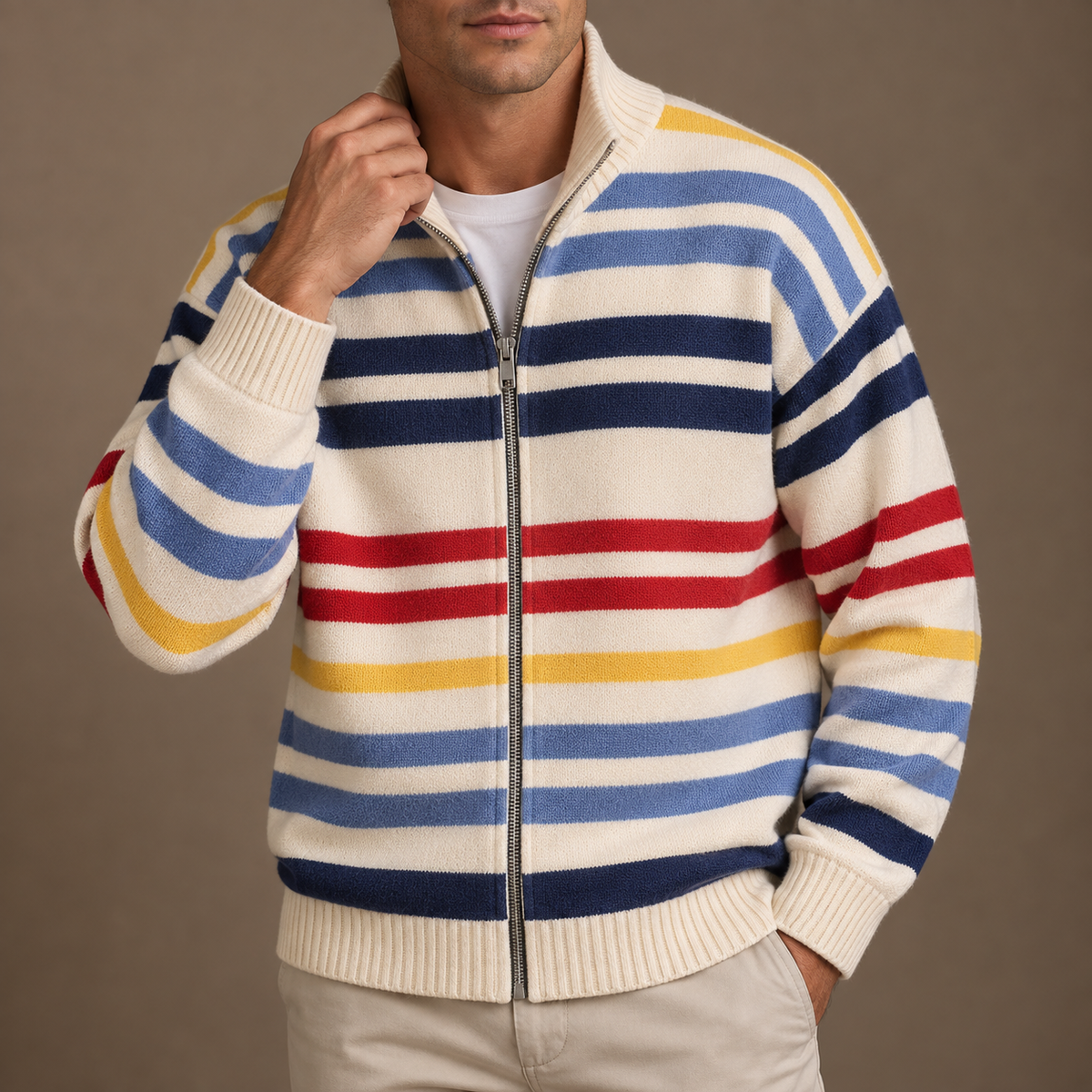HUGO LAURENT™ | Emmett Striped Zip Cardigan