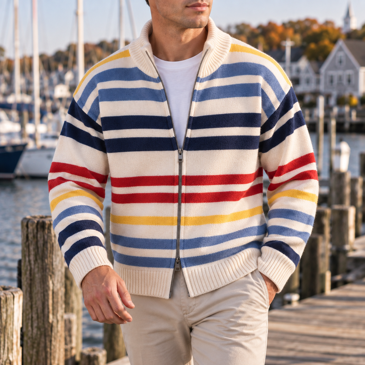 HUGO LAURENT™ | Emmett Striped Zip Cardigan