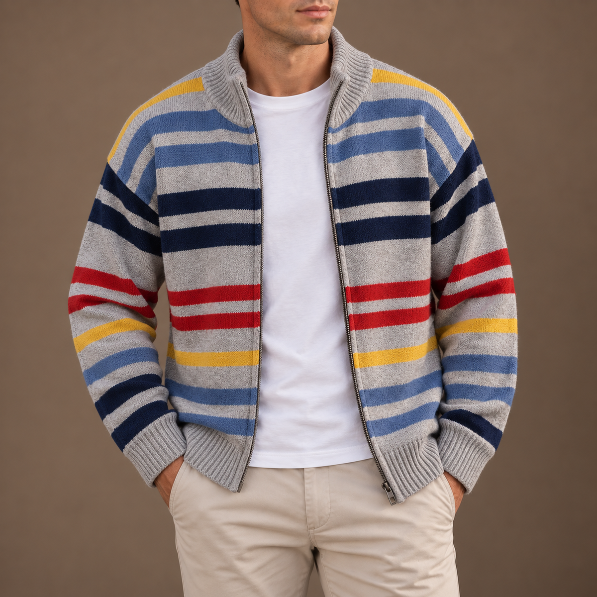 HUGO LAURENT™ | Emmett Striped Zip Cardigan