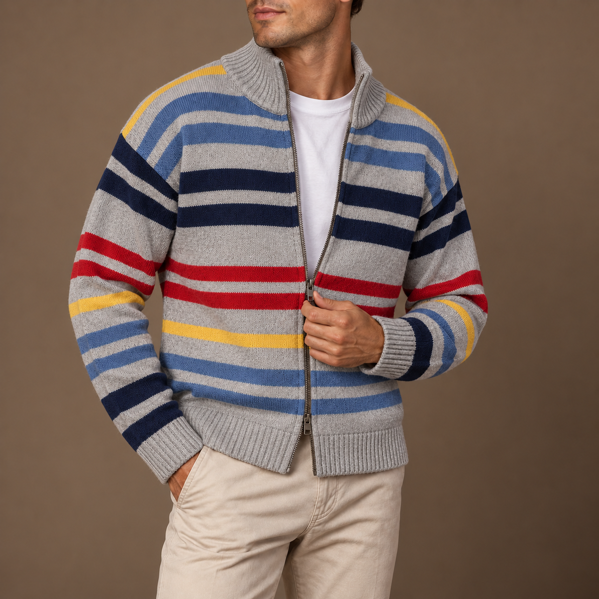 HUGO LAURENT™ | Emmett Striped Zip Cardigan
