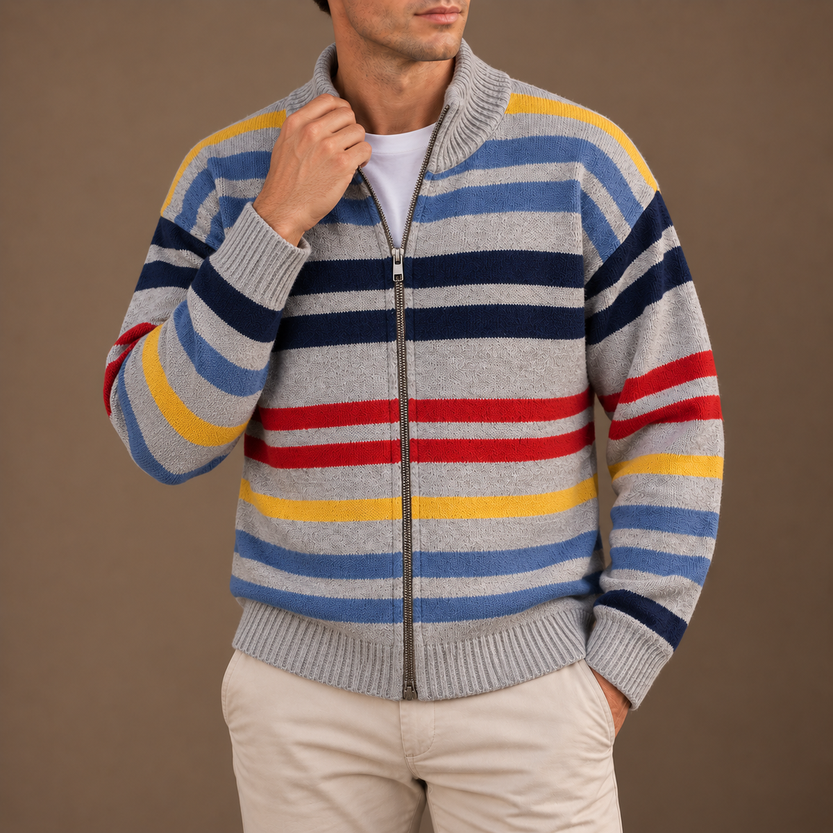 HUGO LAURENT™ | Emmett Striped Zip Cardigan
