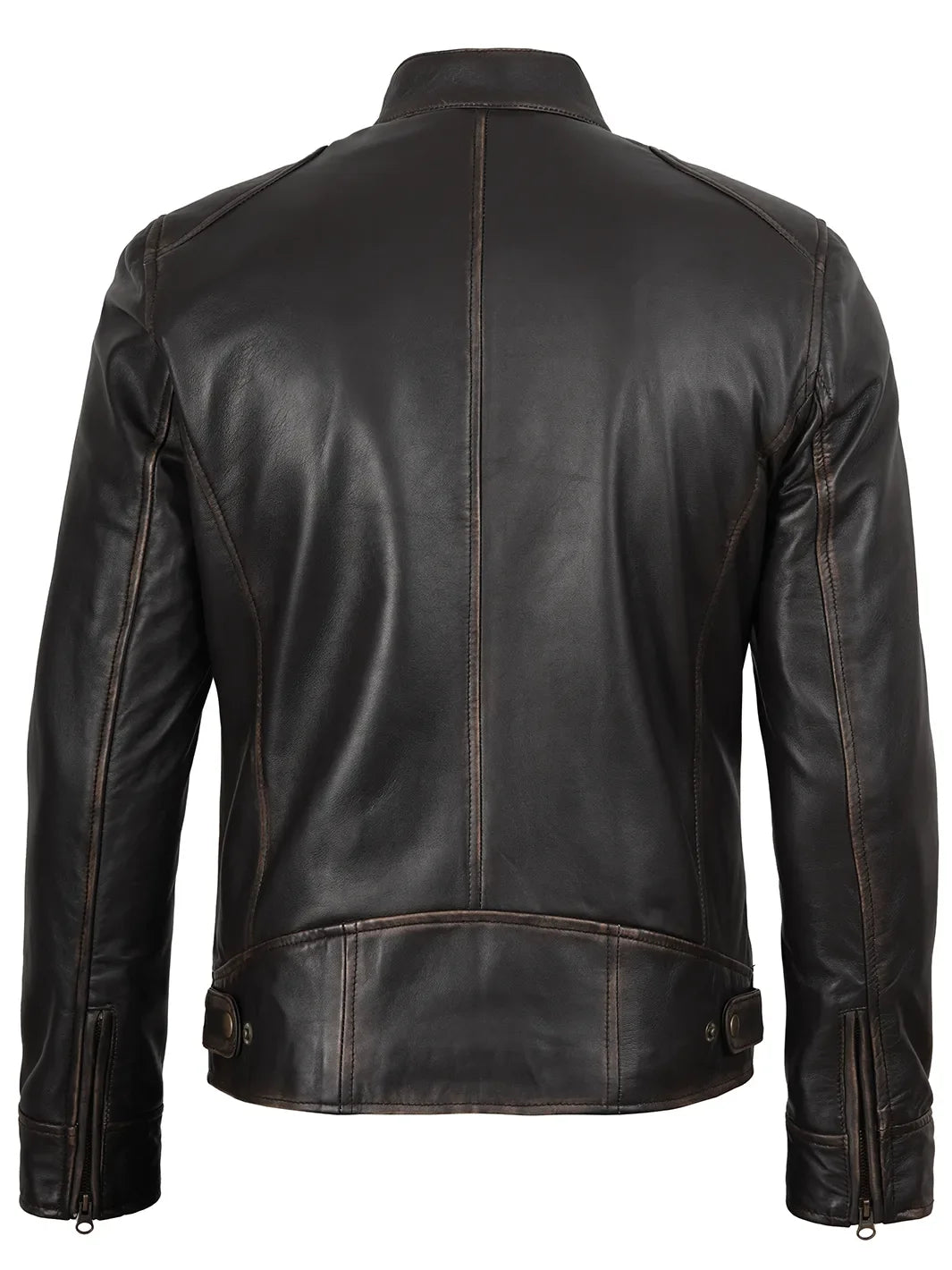 HUGO LAURENT™ | Men’s Rub Off Dark Brown Leather Jacket