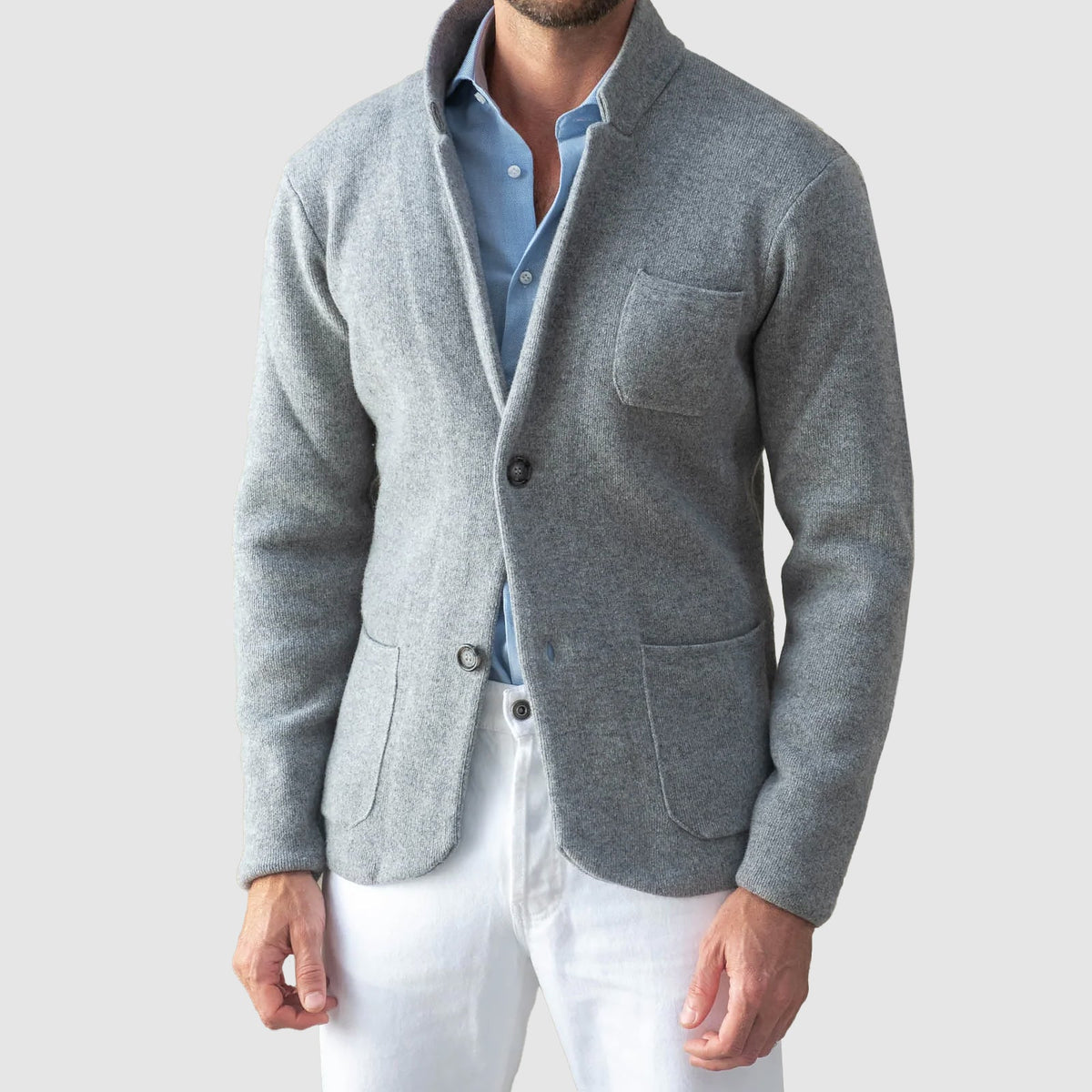 HUGO LAURENT™ | Men's Knitted Poly-Blend Jacket