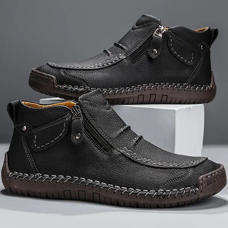 HUGO LAURENT™ | Men's Hand-Stitched Leather Zip Boots