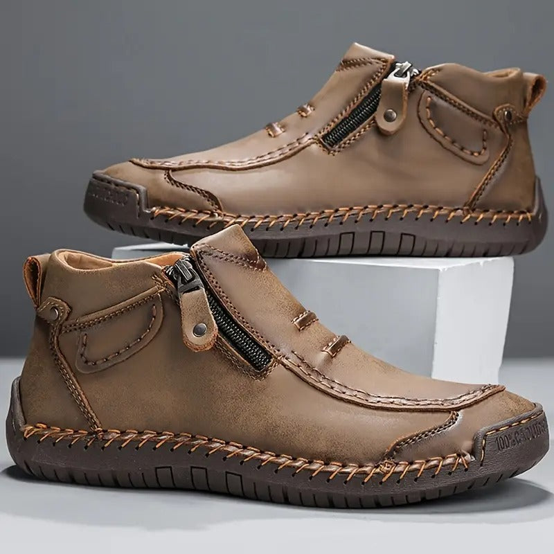 HUGO LAURENT™ | Men's Hand-Stitched Leather Zip Boots