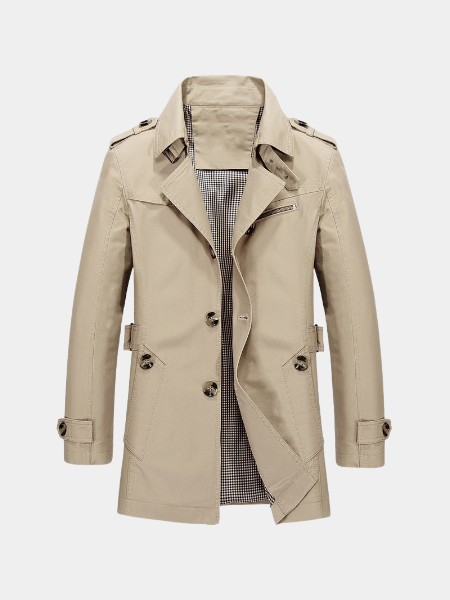 HUGO LAURENT™ | Men's Long Button-Front Trenchcoat